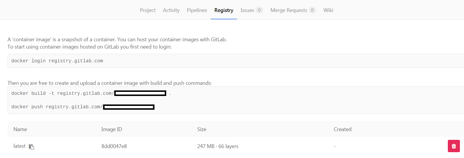 GitLab Registry Docker privé premier push